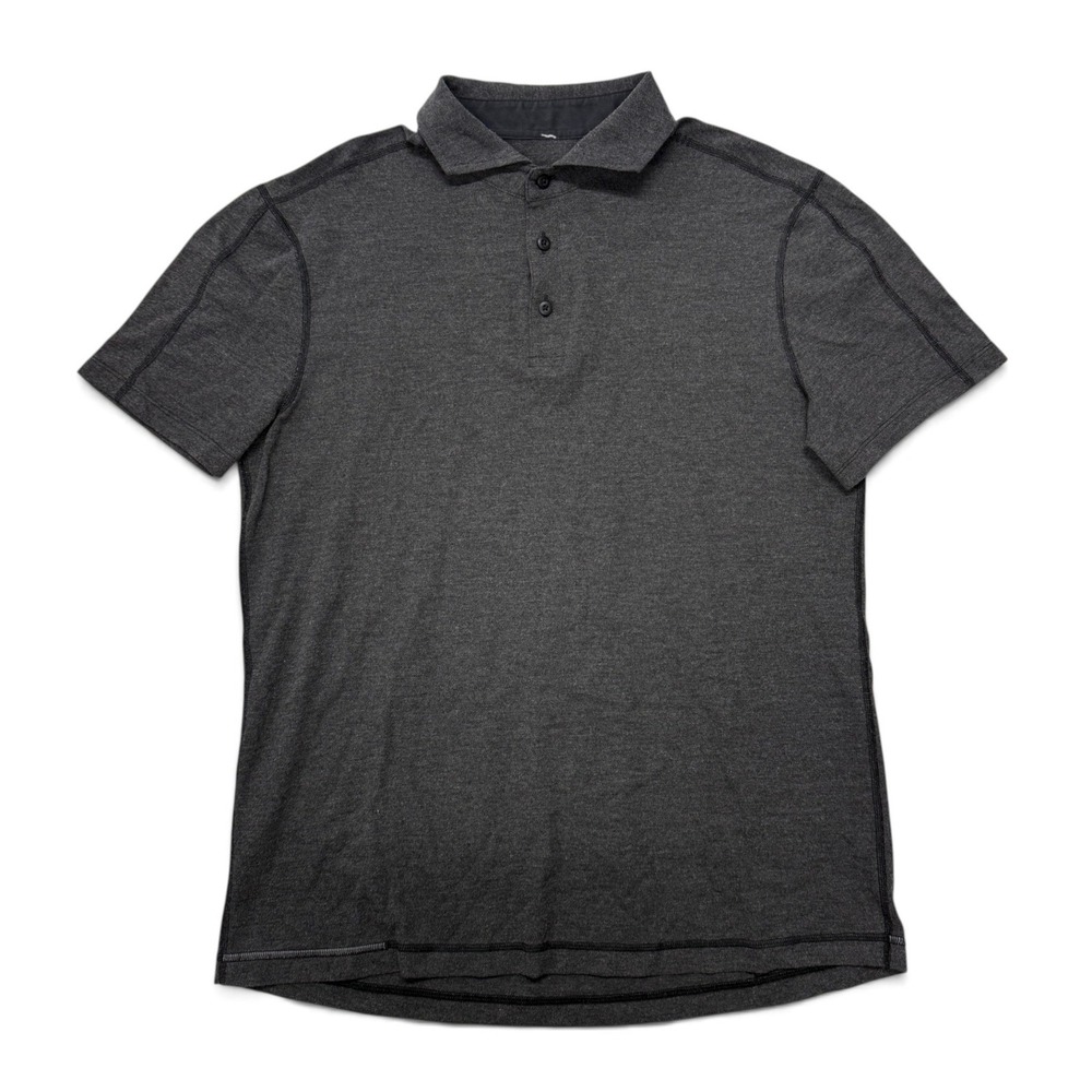 Lululemon Mens Evolution Polo Shirt Charcoal Gray Heather Short Sleeve Large